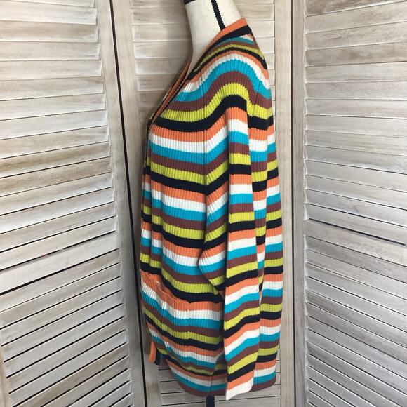 Queene And Belle 100% Cashmere Scotland Striped Oversized Open Cardigan - Picture 4 of 11